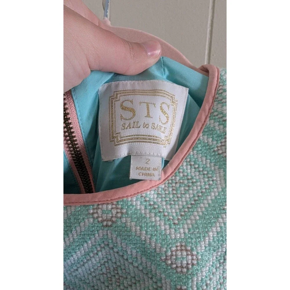 Sail To Sable Dress Sleeveless Green Jacquard Size 2 Preppy Old Money Wedding